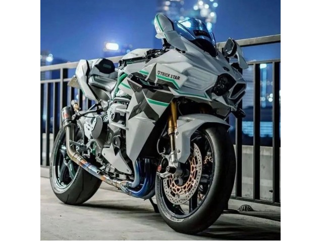Carenagens Moto Kawasaki Ninja H2 2015-2022 - Branco Verde Linha