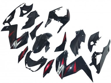 Carenagens Moto Kawasaki Z250/Z300 2015-2016 - Preto Brilhante Vermelho Prata