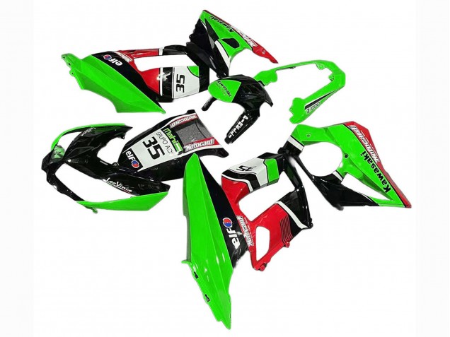 Carenagens Moto Kawasaki Z1000SX 2010-2016 - Verde Vermelho Preto Brilhante Elf 35