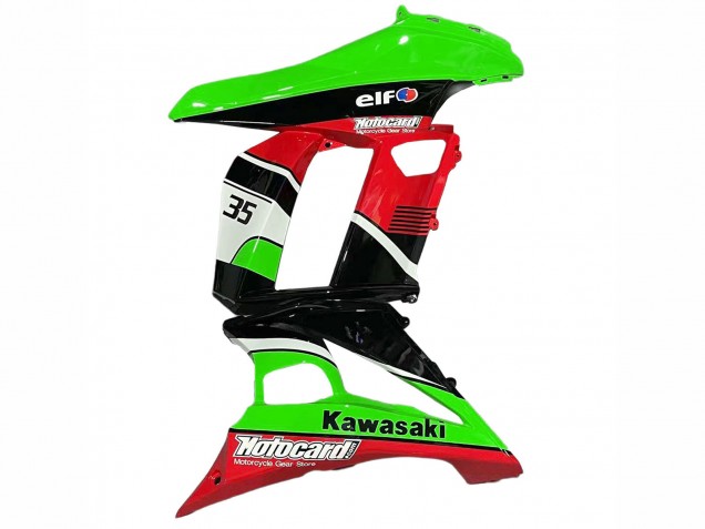 Carenagens Moto Kawasaki Z1000SX 2010-2016 - Verde Vermelho Preto Brilhante Elf 35