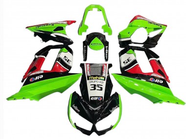 Carenagens Moto Kawasaki Z1000SX 2010-2016 - Verde Vermelho Preto Brilhante Elf 35