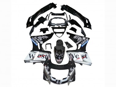 Carenagens Moto Kawasaki ZZR400 1993-2007 - Preto Brilhante Branco West