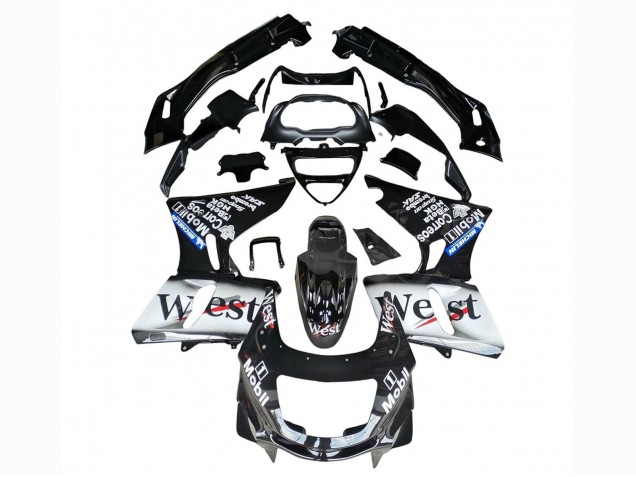 Carenagens Moto Kawasaki ZZR400 1993-2007 - Preto Brilhante Branco West