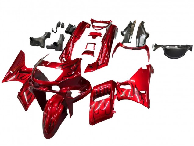 Carenagens Moto Kawasaki ZZR400 1993-2007 - Vermelho Preto Chama