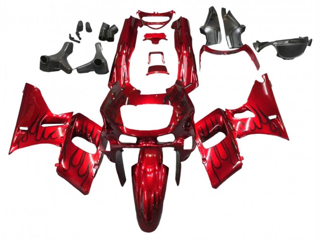 Carenagens Moto Kawasaki ZZR400 1993-2007 - Vermelho Preto Chama