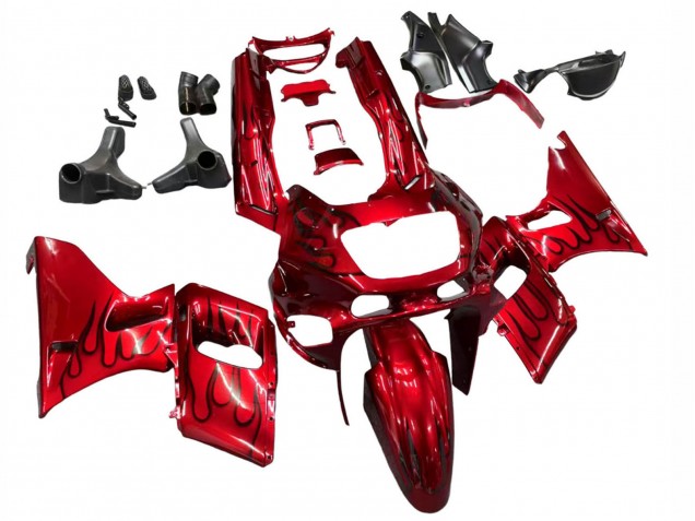 Carenagens Moto Kawasaki ZZR600 1998-2003 - Vermelho Preto Chama