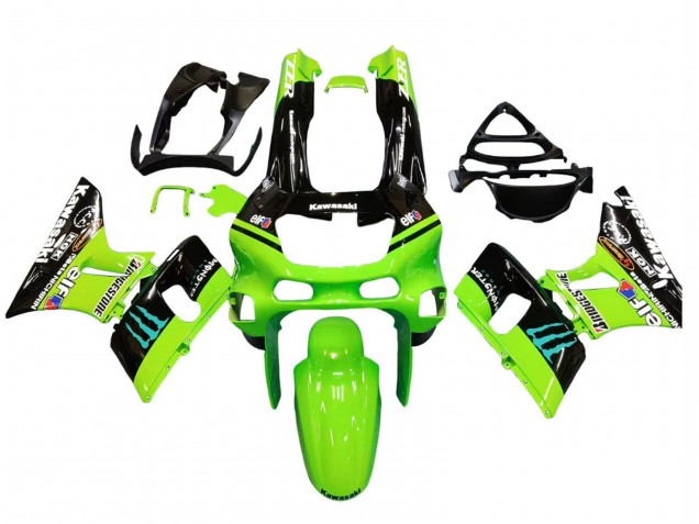 Carenagens Moto Kawasaki ZZR400 1993-2007 - Verde Preto Brilhante Azul Monstro Elf Touch4 Bridgestone