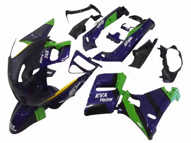 Carenagens Moto Kawasaki ZZR600 1998-2003 - Verde Azul Escuro Roxo Trick Star Eva Corrida