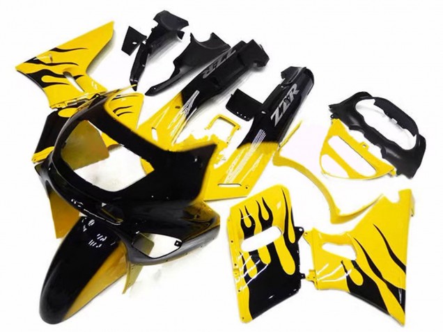 Carenagens Moto Kawasaki ZZR600 1998-2003 - Amarelo Preto Chama