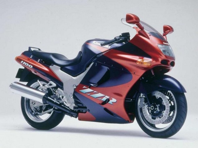 Carenagens Moto Kawasaki ZZR1100 1993-2003 - Vermelho Castanho Azul Escuro
