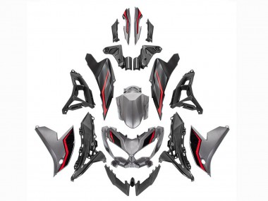Carenagens Moto Kawasaki Versys 650 2022-2025 - Cinzento Vermelho Preto