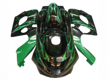 Carenagens Moto Yamaha YZF600R Thundercat 1996-2007 - Preto Verde Escuro Chama