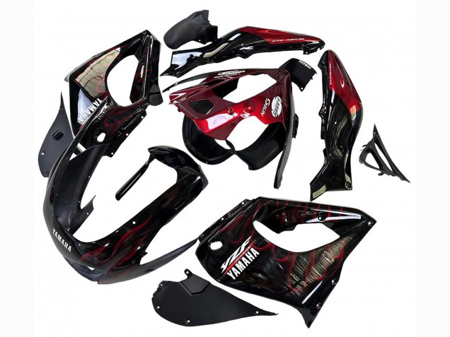 Carenagens Moto Yamaha YZF 1000R Thunderace 1997-2007 - Preto Vermelho Escuro Chama