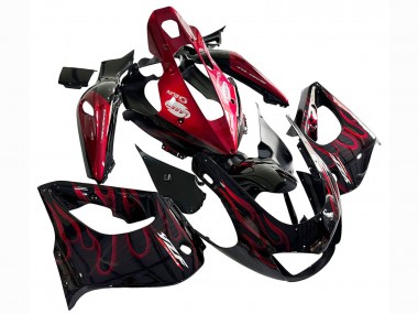 Kits Carenagem Moto Yamaha YZF 1000R Thunderace 1997-2007 - Preto Vermelho Chama