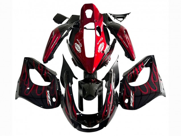 Kits Carenagem Moto Yamaha YZF 1000R Thunderace 1997-2007 - Preto Vermelho Chama