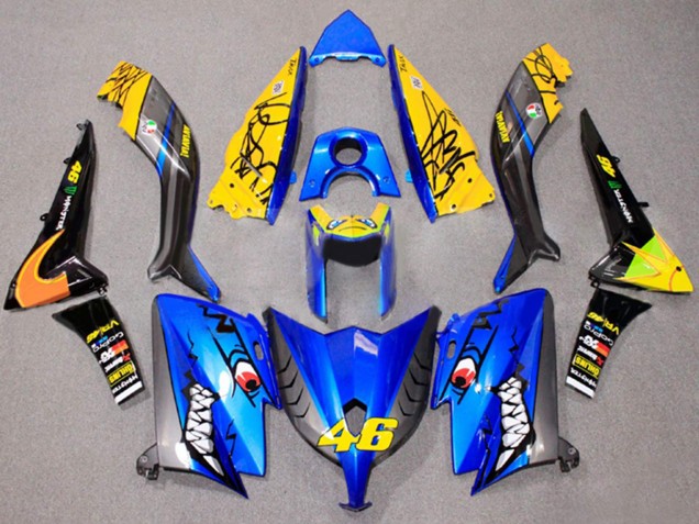 Carenagens Moto Yamaha TMAX530 2012-2014 - Azul Amarelo Preto Tubarão 46