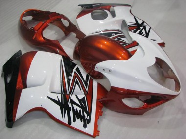 Carenagens Moto Suzuki GSXR 1300 Hayabusa 1996-2007 - Branco Laranja Preto