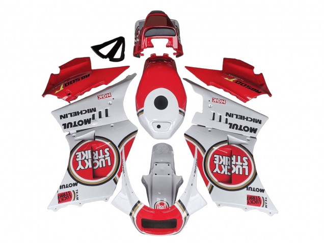 Carenagens Moto Suzuki RG400 RG500 RG400/500 1984-1987 - Branco Vermelho Lucky Strike Motul Michelin