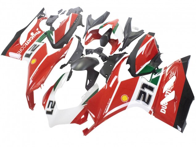 Carenagens Moto Ducati Panigale V2 2020-2024 - Branco Vermelho Verde Preto Fosco Corse 21