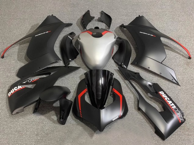 Carenagens Moto Ducati Panigale V2 2020-2024 - Prata Vermelho Preto Fosco Corse