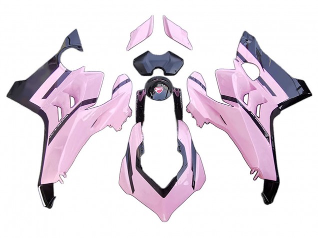 Carenagens Moto Ducati Panigale V4 V4S 2020-2021 - Rosa Preto Brilhante