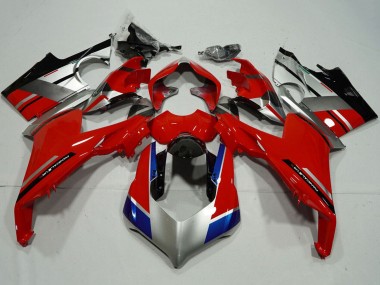 Carenagens Moto Ducati Panigale V4 V4S 2018-2019 - Prata Vermelho Azul Preto Brilhante