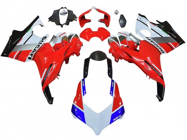 Carenagens Moto Ducati Panigale V4 V4S 2018-2019 - Branco Prata Vermelho Preto Brilhante