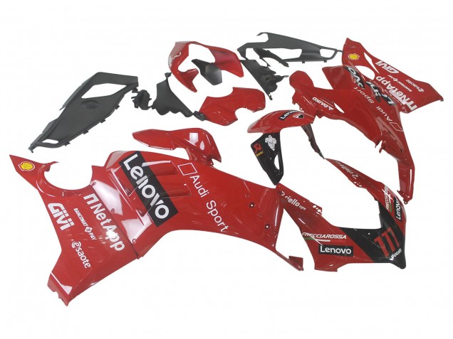 Carenagem Moto Ducati Panigale V4 V4S 2020-2021 - Vermelho Preto Brilhante Lenovo 117