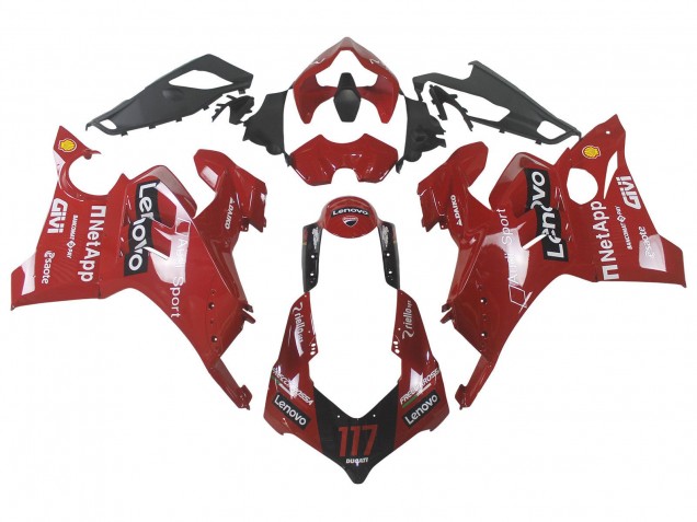 Carenagem Moto Ducati Panigale V4 V4S 2020-2021 - Vermelho Preto Brilhante Lenovo 117