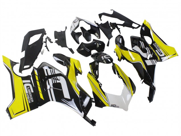 Carenagens Moto Ducati Panigale V4 V4S 2020-2021 - Amarelo Branco Preto Brilhante