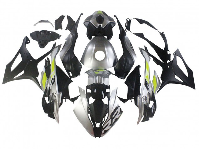 Carenagens Moto BMW S1000RR 2023-2024 - Prata Preto Fosco Verde Limão