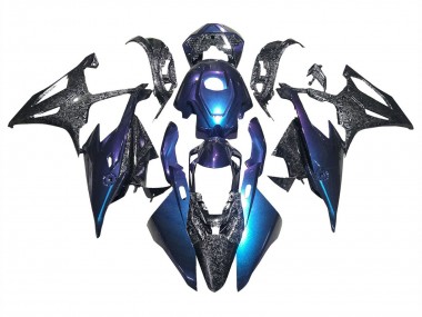 Carenagens Moto BMW S1000RR 2019-2022 - Gradiente Azul Roxo Forjado Fibra de Carbono