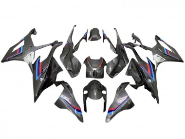 Carenagem Moto BMW S1000RR 2019-2022 - Preto Azul Vermelho Fibra de Carbono