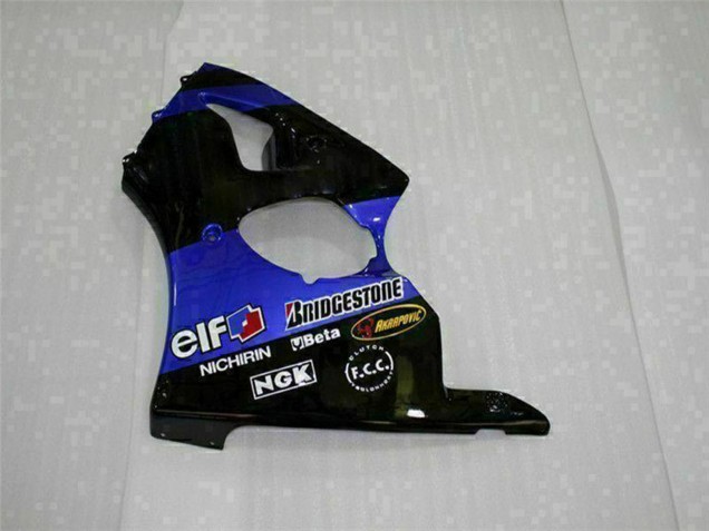 Carenagens Moto Kawasaki ZX6R 2000-2002 - Azul Preto Brilhante Elf Bridgestone