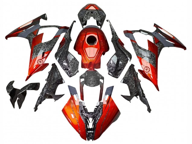 Carenagens Moto BMW S1000RR 2019-2022 - Laranja Escuro Forjado Fibra de Carbono