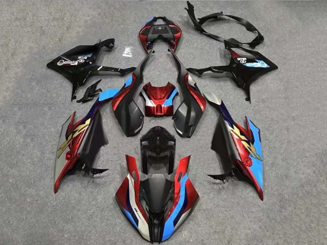Kits Carenagem Moto BMW S1000RR 2019-2022 - Branco Azul Vermelho Preto