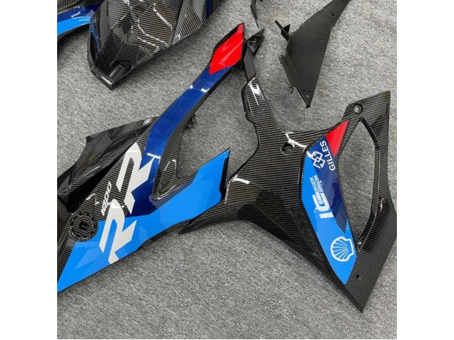 Carenagens Moto BMW S1000RR 2019-2022 - Preto Azul Vermelho Fibra de Carbono