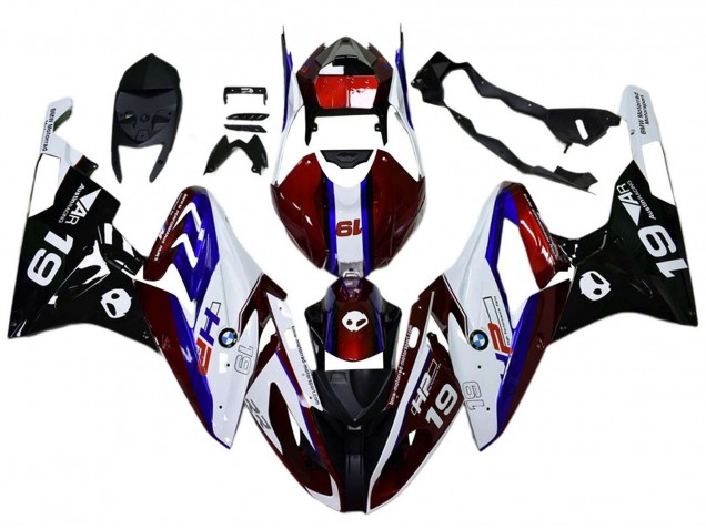 Carenagens Moto BMW S1000RR 2017-2018 - Branco Vermelho Azul Preto