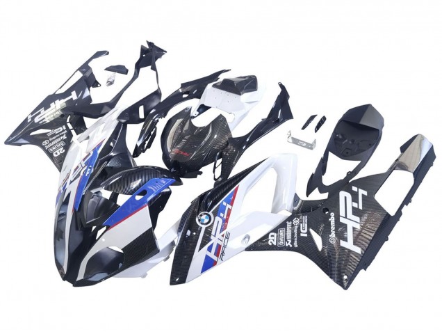 Carenagens Moto BMW S1000RR 2015-2016 - Branco Azul Preto Fibra de Carbono