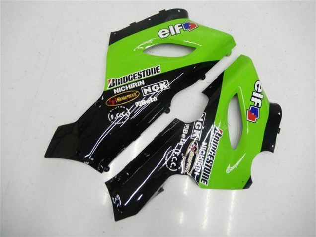 Carenagens Moto Kawasaki ZX6R 2005-2006 - Verde Preto Brilhante Elf