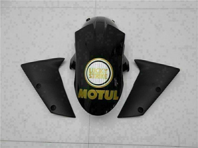Carenagens Moto Kawasaki ZX6R 2005-2006 - Preto Brilhante Branco Ouro Lucky Strike