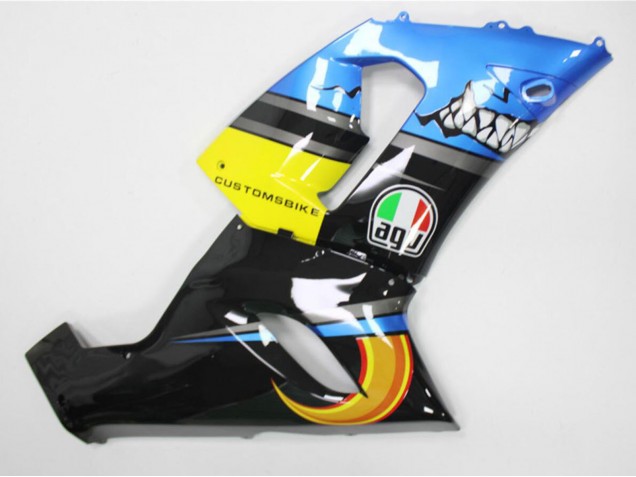 Carenagens Moto Kawasaki ZX6R 2005-2006 - Azul Amarelo Preto Tubarão