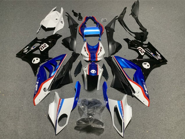 Plástico ABS BMW S1000RR 2009-2014 - Branco Vermelho Azul Preto Brilhante