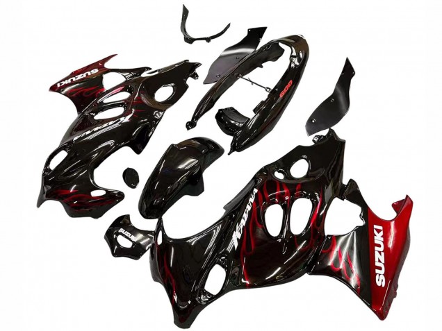 Carenagens Moto Suzuki GSX600F/GSX750F 2004-2006 - Preto Brilhante Vermelho Chama