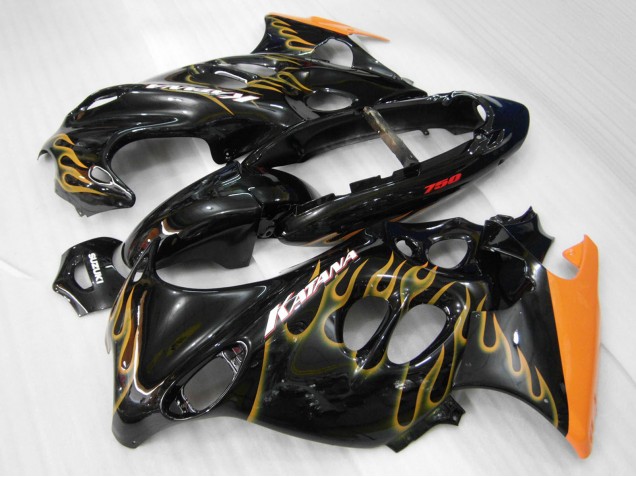 Carenagens Moto Suzuki GSX600F/GSX750F 2004-2006 - Preto Brilhante Laranja Chama Katana