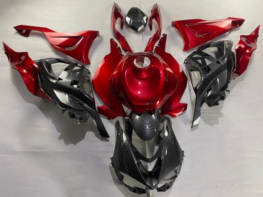 Carenagens Moto Kawasaki ZX6R 2023-2025 - Vermelho Fibra de Carbono