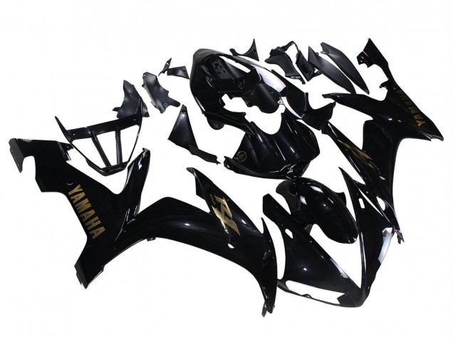 Carenagens Moto Yamaha YZF 1000 R1 2004-2006 - Preto Brilhante Ouro Decalques