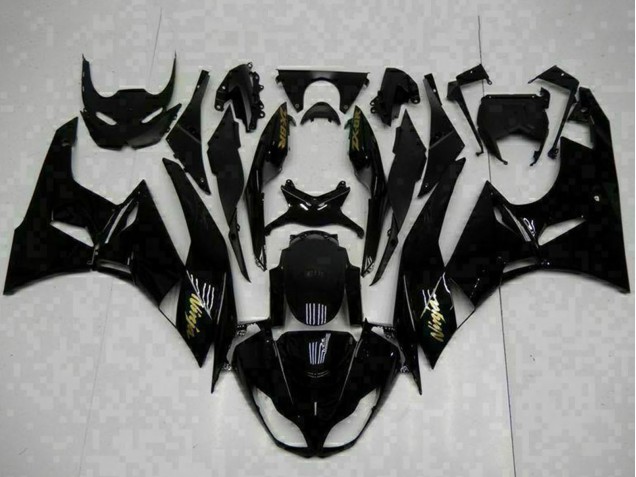 Carenagens Moto Kawasaki ZX6R 2009-2012 - Preto Brilhante Ouro Ninja