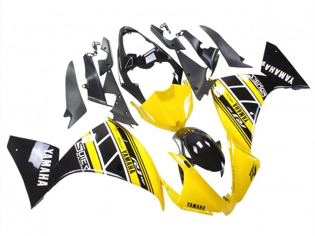 Carenagens Moto Yamaha YZF 1000 R1 2012-2014 - Amarelo Branco Preto