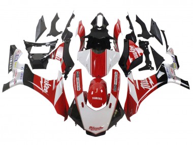 Carenagens Moto Yamaha YZF 1000 R1 2020-2025 - Branco Vermelho Preto Milwaukee